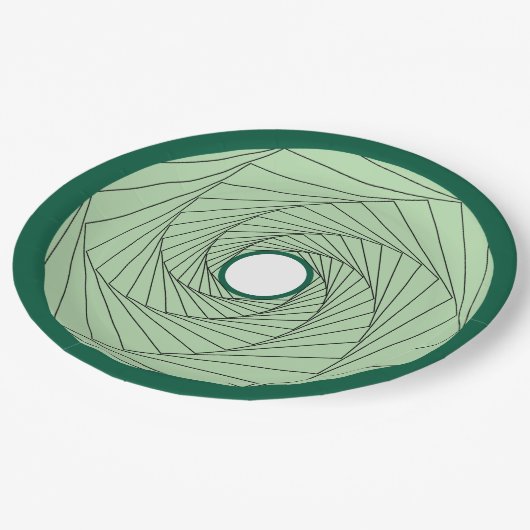 Pappteller - Grüne optische Täuschung Spirale (Schrägansicht)