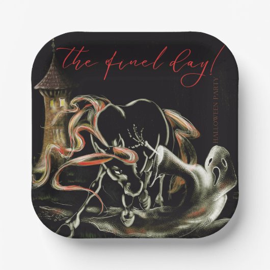 Pappteller Halloween Party mit Geisterpferd (Vorderseite)