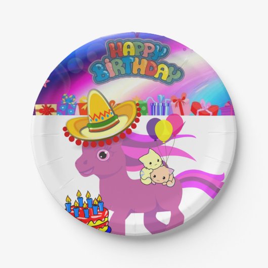 Pappteller, Happy Birthday Pony Pappteller (Vorderseite)