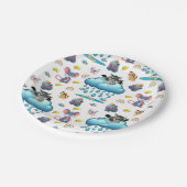 Pappteller, Hund Katze Mäuse Käse Regenbogen Fisch Pappteller (Schrägansicht)