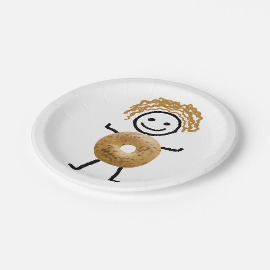 Pappteller, jüdische Dekoration, Bagel-Kind Pappteller (Schrägansicht)