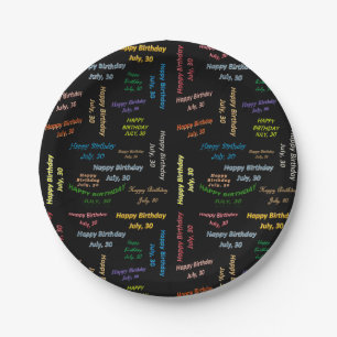 Pappteller Juli 30. Geburtstag