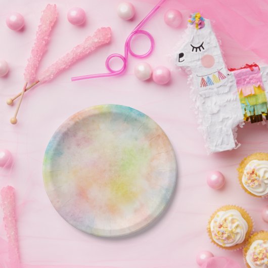 Pappteller mit einem multi Aquarellpastellentwurf (Party)