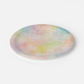 Pappteller mit einem multi Aquarellpastellentwurf (Schrägansicht)