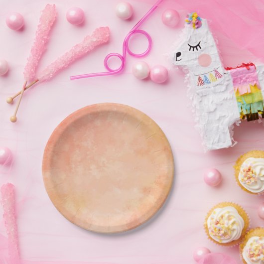 Pappteller mit einem Pfirsich-Aquarellentwurf (Party)