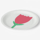 Pappteller mit einem roten Tulpe-Entwurf (Schrägansicht)