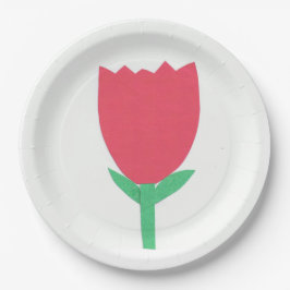 Pappteller mit einem roten Tulpe-Entwurf