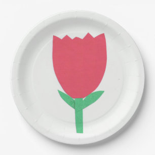 Pappteller mit einem roten Tulpe-Entwurf