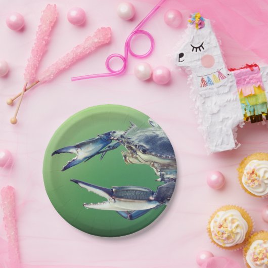 Pappteller mit großer blauer Krabbe (Party)