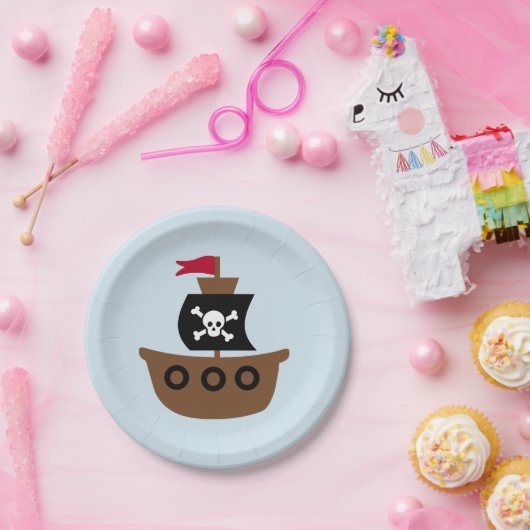 Pappteller mit Piratenschiff (Party)