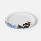 Pappteller mit Piratenschiff u. blauem u. weißem (Schrägansicht)