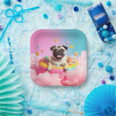 Pappteller mit süßem lustigen Mops Hund (Party)