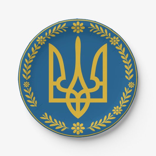 Pappteller mit ukrainischer Nationalsymbolik (Vorderseite)