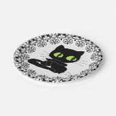 Pappteller, schwarze Floral Black Cat Pappteller (Schrägansicht)