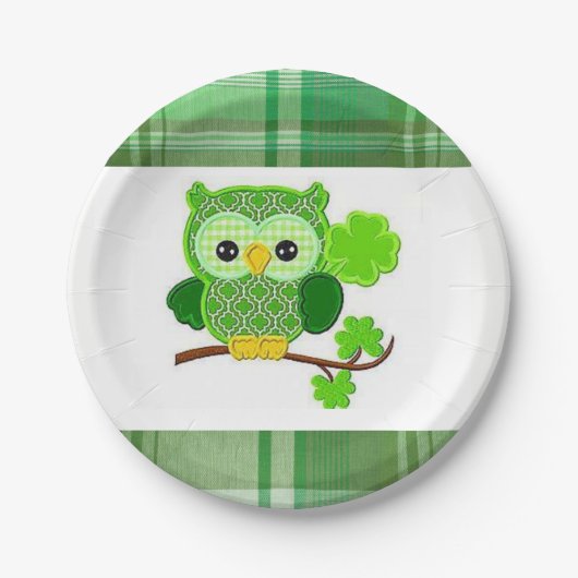 Pappteller St. Patrick's Day Eule (Vorderseite)