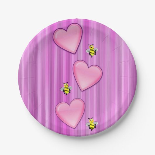 Pappteller Valentinstag, Biene (Vorderseite)