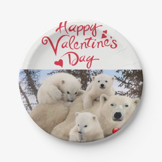 Pappteller Valentinstag Eisbären (Vorderseite)