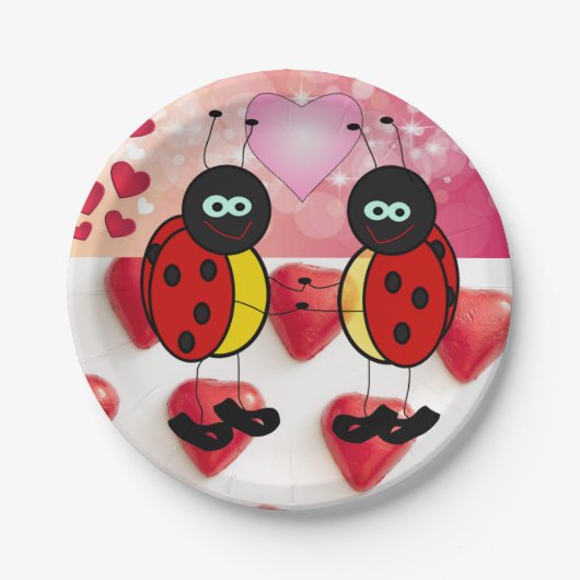 Pappteller Valentinstag, Marienkäfer (Vorderseite)