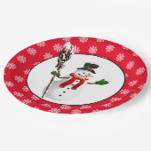 Pappteller-Weihnachts-Schneemann Pappteller (Schrägansicht)