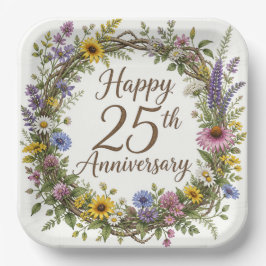 Pappteller zum 25. Hochzeitstag, 25 Jahre Ehe