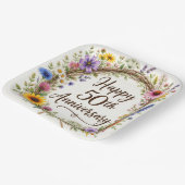 Pappteller zum 50. Hochzeitstag, Fünfzigstes Jubil (Gewinkelt)