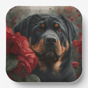 Pappuntersetzer Hund Rottweiler Pappteller
