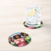 Pappuntersetzer | Mädchenreise am Strand Runder Pappuntersetzer (Vor Ort)