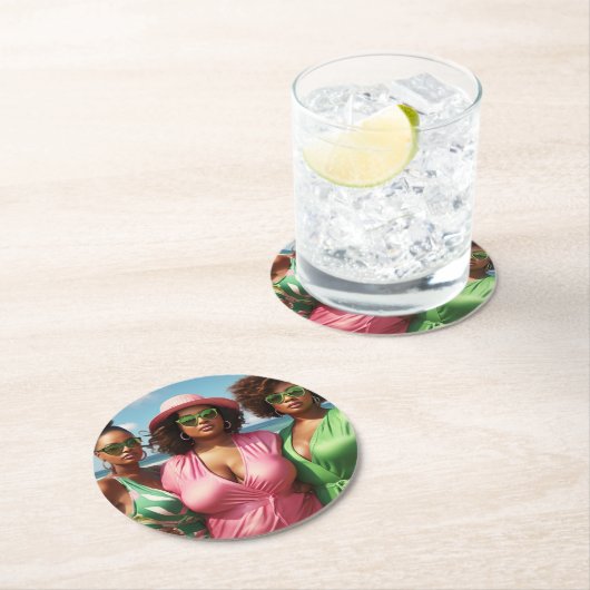 Pappuntersetzer | Mädchenreise am Strand Runder Pappuntersetzer (Vor Ort)