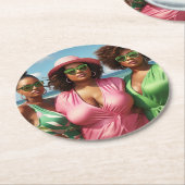 Pappuntersetzer | Mädchenreise am Strand Runder Pappuntersetzer (Angewinkelt)