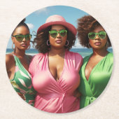 Pappuntersetzer | Mädchenreise am Strand Runder Pappuntersetzer (Vorderseite)