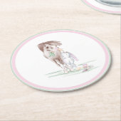 Pappuntersetzer Ostermotiv, Pferd und Hase Runder Pappuntersetzer (Angewinkelt)