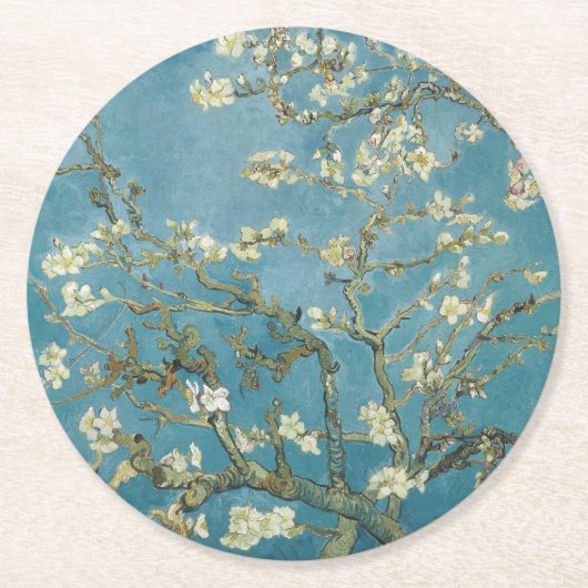 Pappuntersetzer: VAN GOGH: ALMOND BLOSSOM  Runder Pappuntersetzer (Vorderseite)