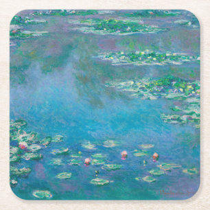 Pappuntersetzer: "WASSERLILIEN" NACH MONET Rechteckiger Pappuntersetzer