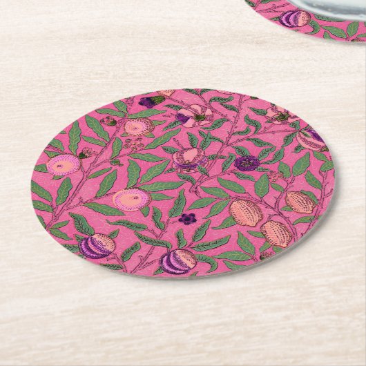 Pappuntersetzer: WILLIAM MORRIS : POMEGRANATE Runder Pappuntersetzer (Angewinkelt)