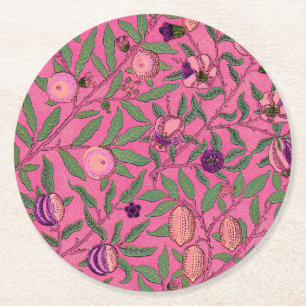 Pappuntersetzer: WILLIAM MORRIS :  POMEGRANATE  Runder Pappuntersetzer