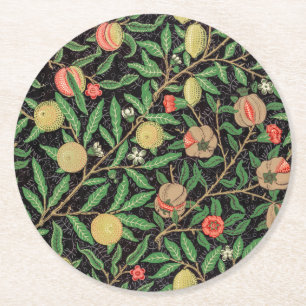 Pappuntersetzer: WILLIAM MORRIS : POMEGRANATE Runder Pappuntersetzer
