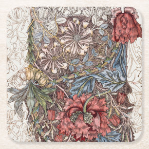 Pappuntersetzer: WILLIAM MORRIS : WILD TULIP Rechteckiger Pappuntersetzer