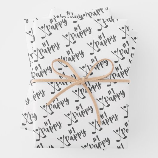 Pappy Golfing Wrapping Paper Flat Sheet Set 3 Geschenkpapier Set (Beispiel)