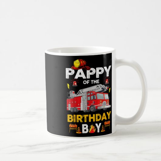 Pappy of the Birthday Boy Fire Truck Feuerwehrmann Kaffeetasse (Rechts)