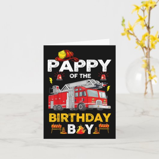 Pappy of the Birthday Boy Fire Truck Feuerwehrmann Karte (Gelbe Blume)