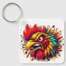 "Pappy Spirited Rooster" Double Sided Aluminum  Schlüsselanhänger