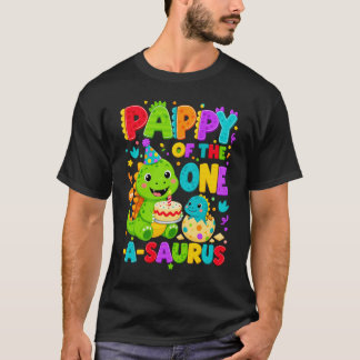 Pappy vom One-A-Saurus 1. Geburtstagsjunge T-Rex D T-Shirt