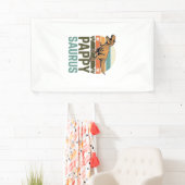 Pappysaurus Lustiger Dinosaurier Vintage Sonnenunt Banner (Insitu)