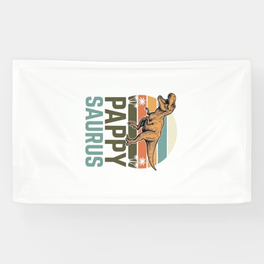 Pappysaurus Lustiger Dinosaurier Vintage Sonnenunt Banner (Horizontal)