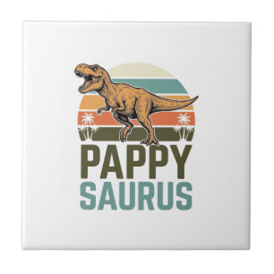 Pappysaurus Lustiger Dinosaurier Vintage Sonnenunt Fliese