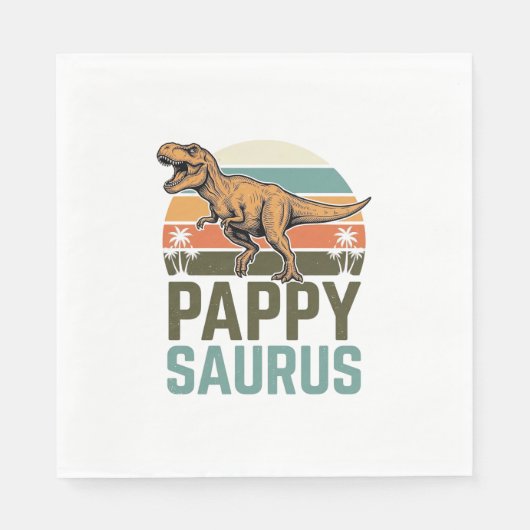 Pappysaurus Lustiger Dinosaurier Vintage Sonnenunt Serviette (Vorderseite)