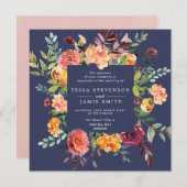 Paprika Burgundy Blumenplatz Einladung zur Hochzei (Vorne/Hinten)