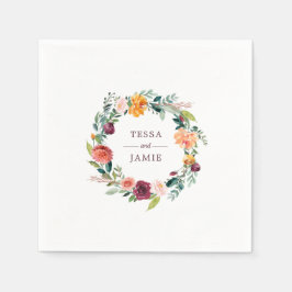 Paprika Burgundy Flora Personalisierte Neapel Serviette