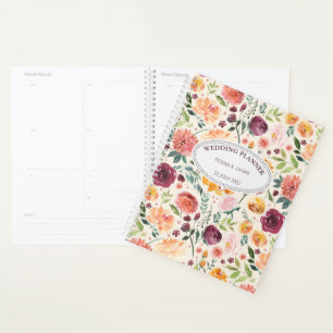 Paprika Burgundy Floral Personalisiert Planner Planer