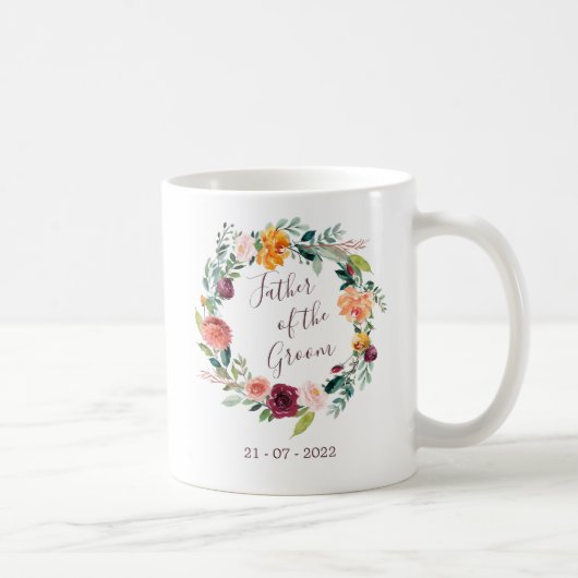 Paprika Burgundy Floral Vater der Groom-Tasse Kaffeetasse (Rechts)